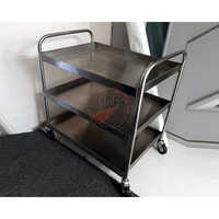 Three Tier Trolley - Stainless Steel, Various Sizes, Polished Silver Finish | Versatile Industrial Trolley For Efficient Organization And Transport
