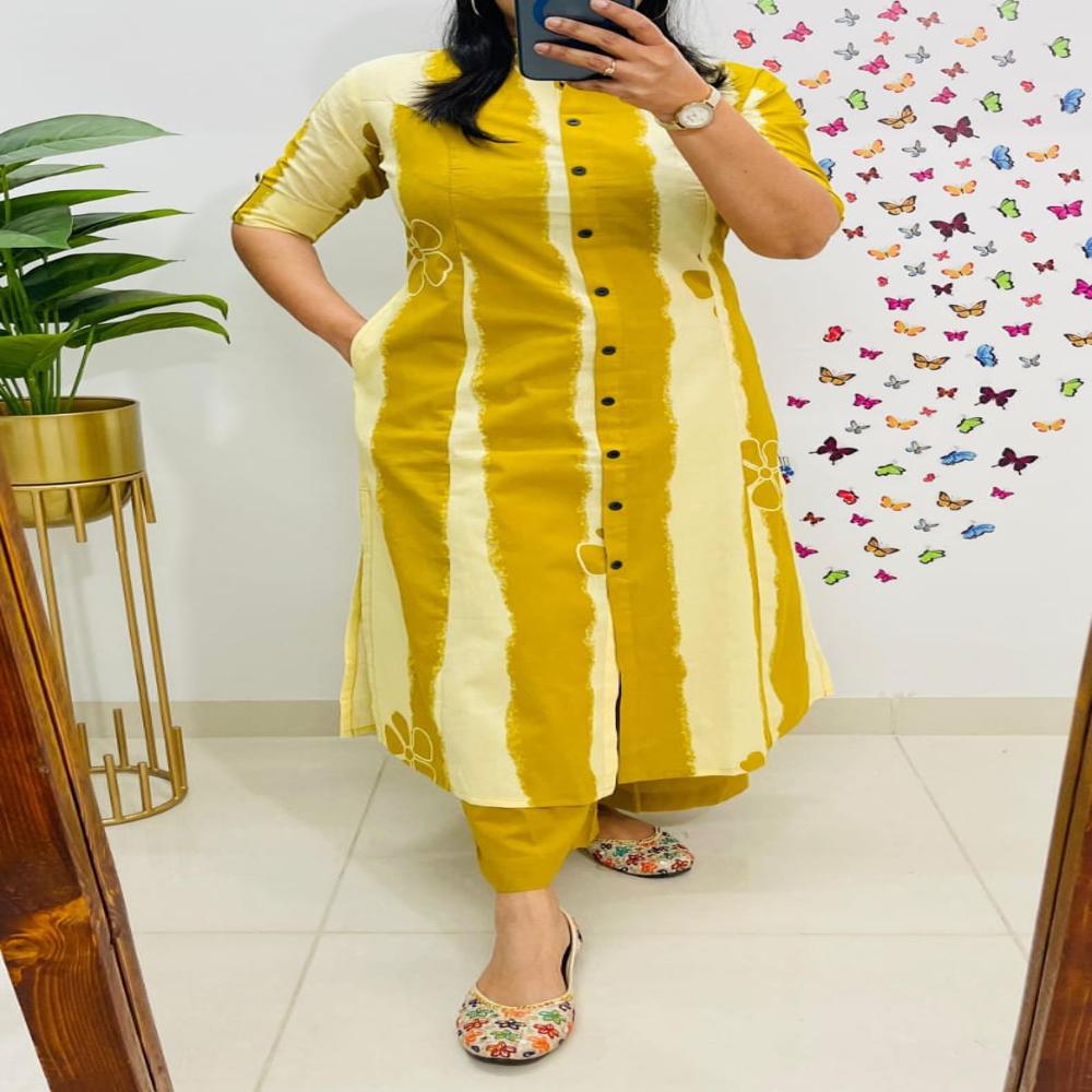 Ladies Designer Printed Kurtis - Cotton Material, 42 Inches Length, Size M | 3-4th Sleeve Style, Quick Dry, Washable, Ideal for Daily Wear