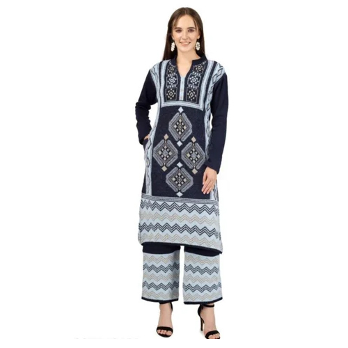 Ladies Woolen Kurti With Palazzo - Color: Different Available