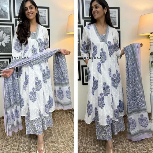 Ladies Casual Printed Cotton Suit