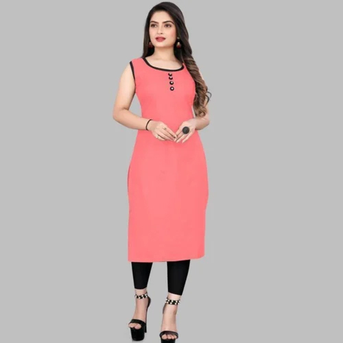 Full Length Half Sleeves Cotton Kurti - Color: Different Available