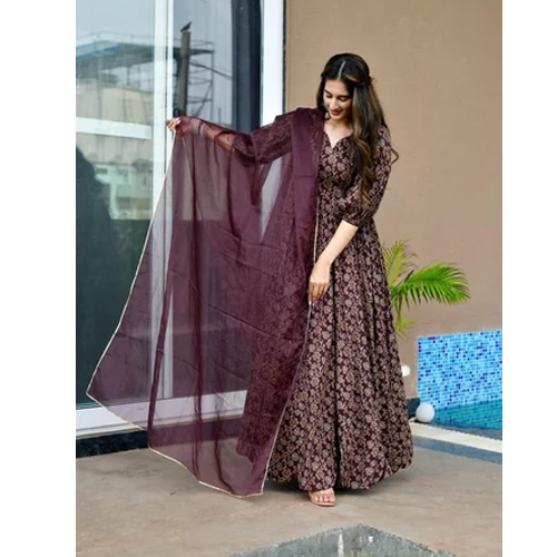 Ladies Long Anarkali Gown With Dupatta