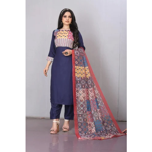 Ladies Cotton Kurti With Pant Dupatta Set