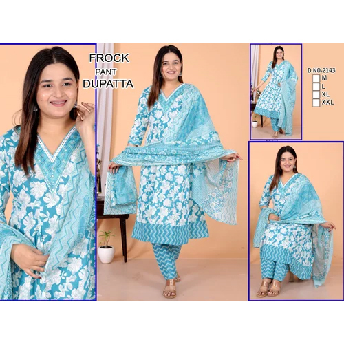 Ladies Cotton Kurti Pant Set - Color: Different Available