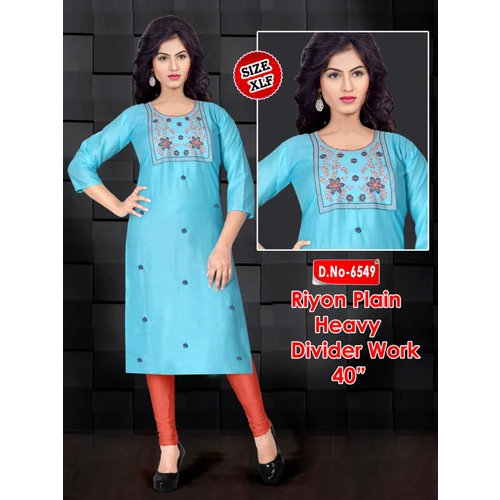 Rayon Regular Wear Kurtis - Color: Different Available