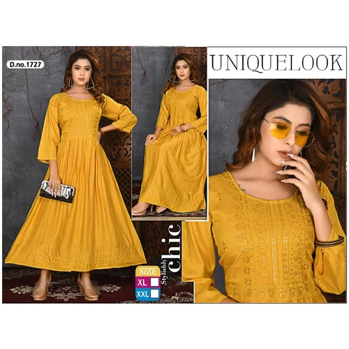 Ladies Yellow Party Wear Dress
