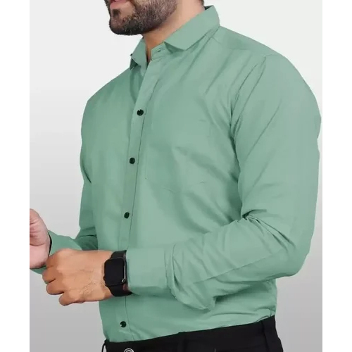 Men Green Cotton Shirt