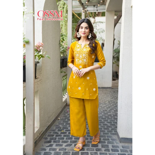 Ladies Short Kurti With Palazzo Pant