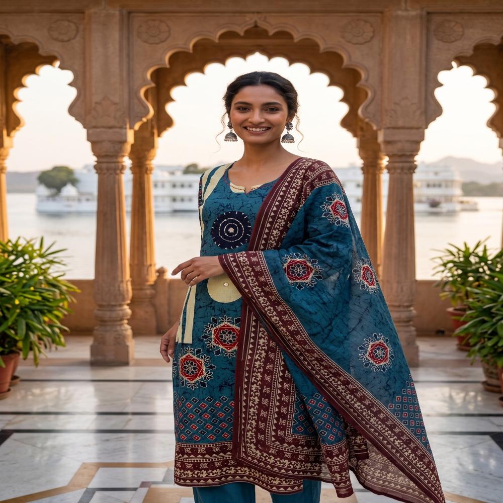 3 pcs set kurti pant dupatta