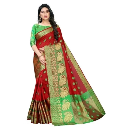 Ladies Party Wear Banarasi Silk Saree - Color: Multicolor