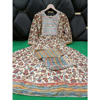 Ladies Designer Anarkali Suit - Cotton, Size M, A-line Style, Printed, 3/4 Sleeves | Machine Washable, Fade-resistant, Customizable Colors