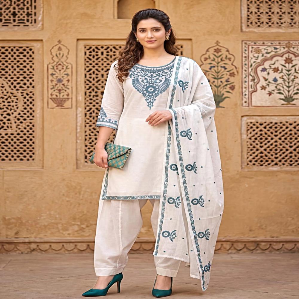 wight farshi suit kurti pant with dupatta
