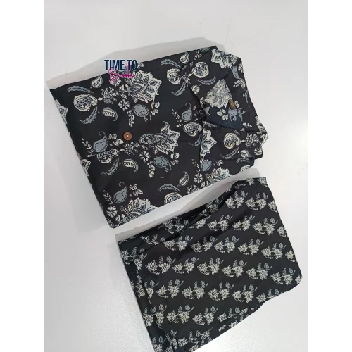 Ladies Black Cotton Co ord Set