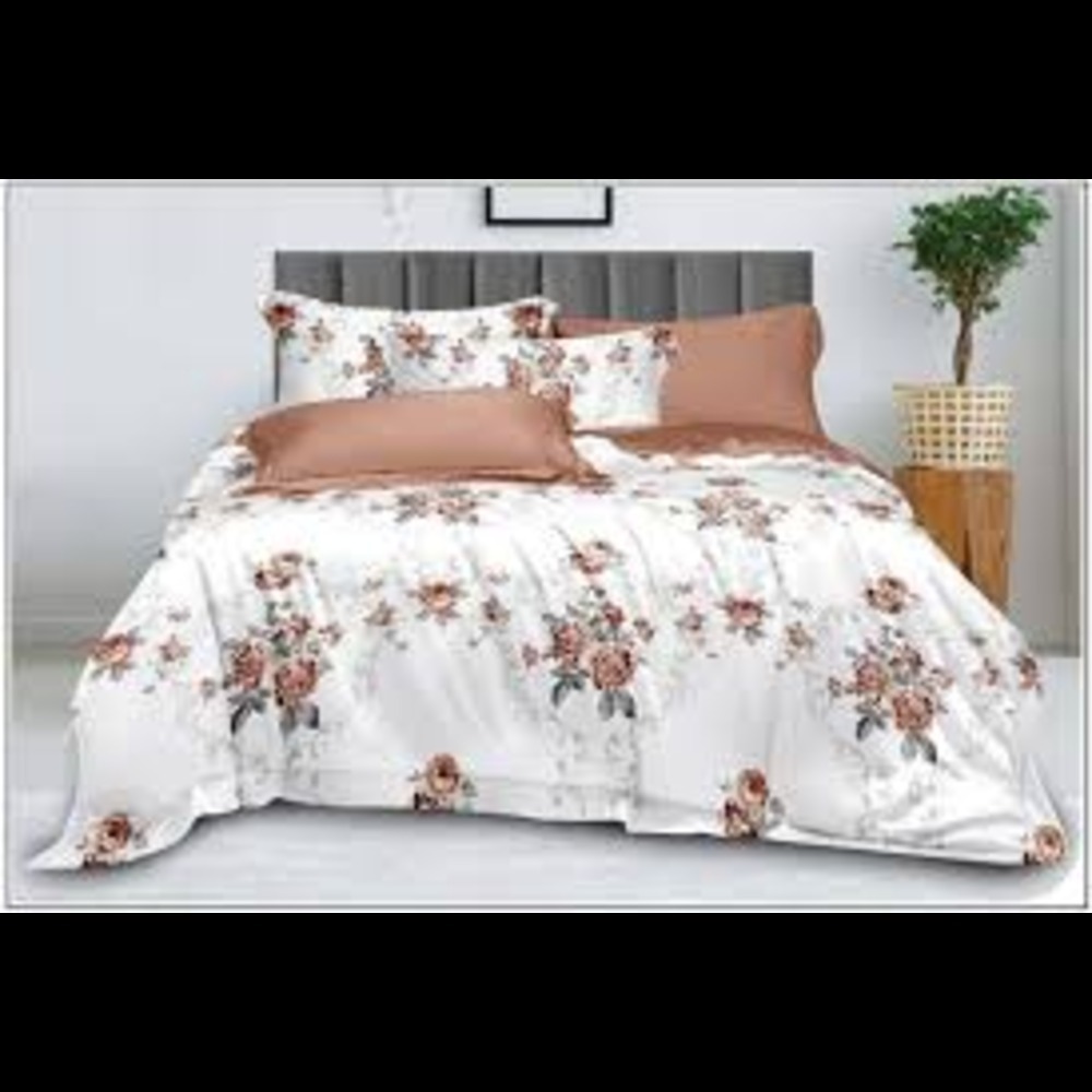 Glace Cotton Bedsheet - 80% Glace Cotton & 20% Cotton 108x108 Inch Assorted Print Washable King Size 210 Thread Count Plaid Style 2 Pillowcases