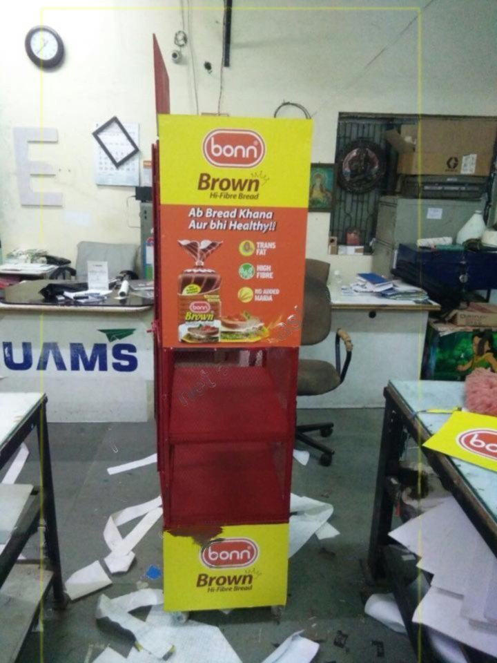 Bread Display Stand - Durable Metal , Multi-tiered Design For Organized Showcasing Of Baguettes, Rolls, And Pastries In Retail Settings