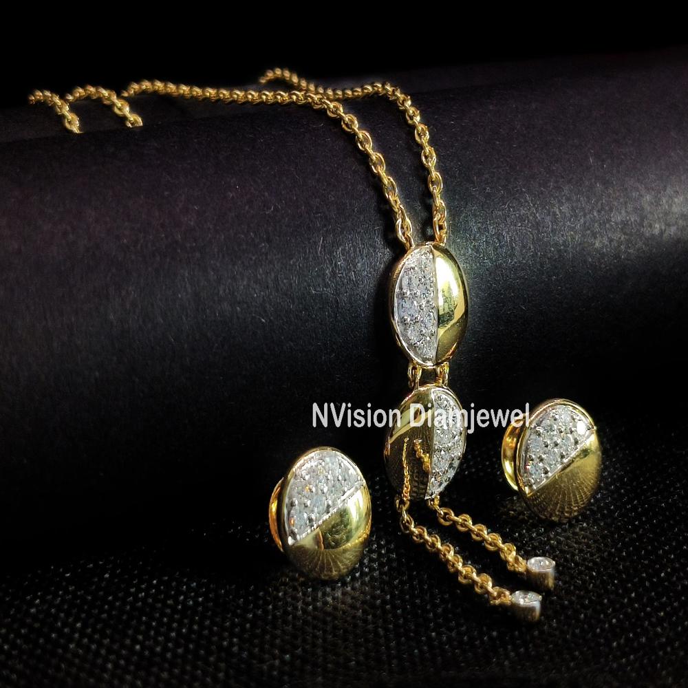 Natural Diamond Western Wear Chain Necklace Set - Color: Gh