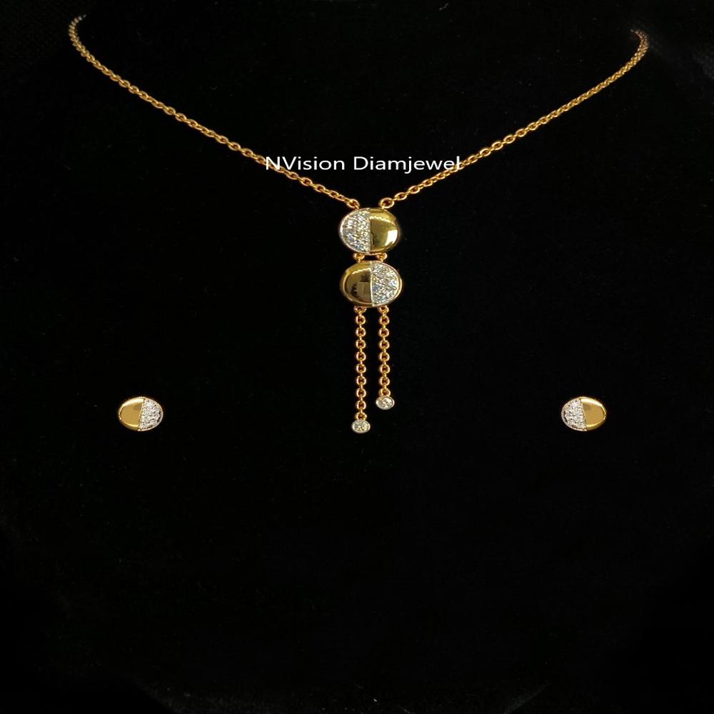 Natural Diamond Western Wear Chain Necklace Set - Color: Gh