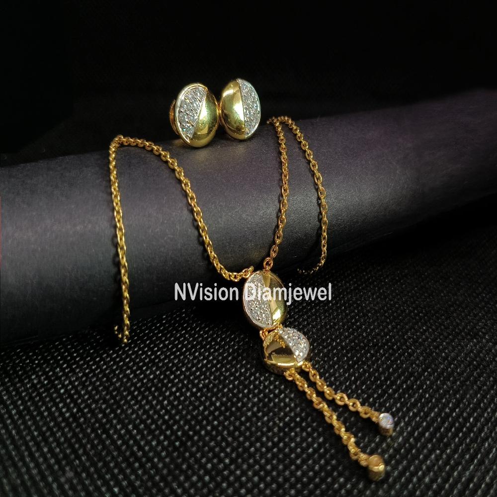 Natural Diamond Western Wear Chain Necklace Set - Color: Gh