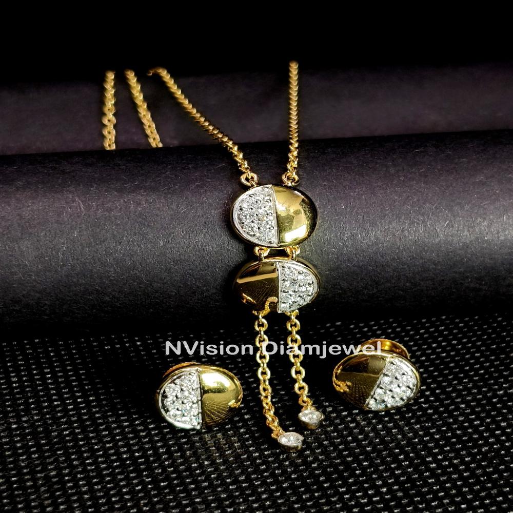 Natural Diamond Western Wear Chain Necklace Set - Color: Gh
