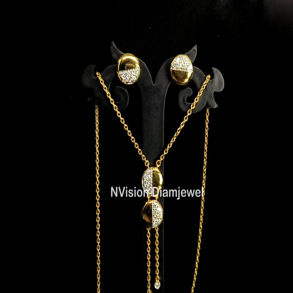 Natural Diamond Western Wear Chain Necklace Set