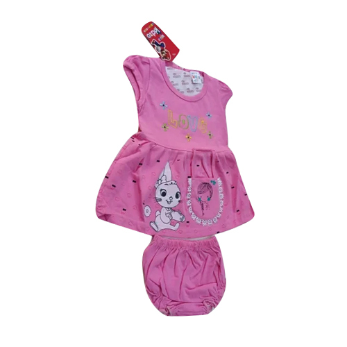 Kids Pink Cotton Frock Set