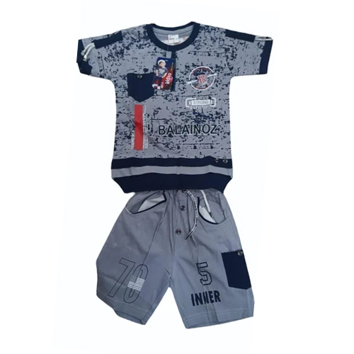 Baba Kids Grey Printed Suit Set