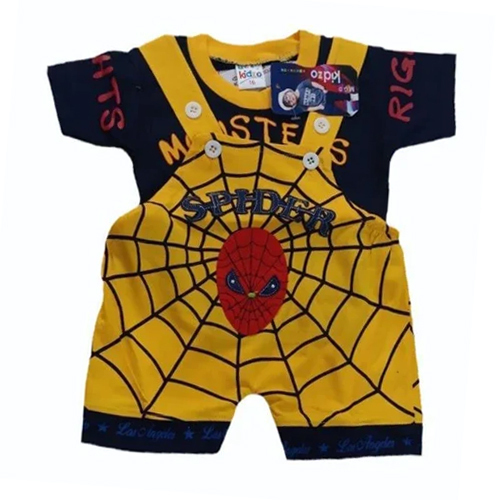 Kids Cotton Printed Dungarees