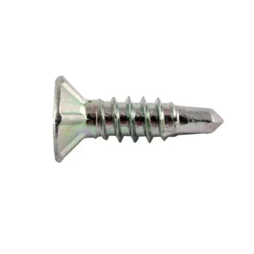 Csk Head Self Drilling Screw - Mild Steel 3.5mm Length Polished Silver Finish | Round-head Shape Ideal For Hardware Fitting