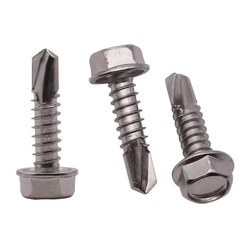 Self Drilling Screw - Mild Steel, Round-head, Silver Color, Polished Finish, Corrosion Protection | Ideal For Industrial Usage