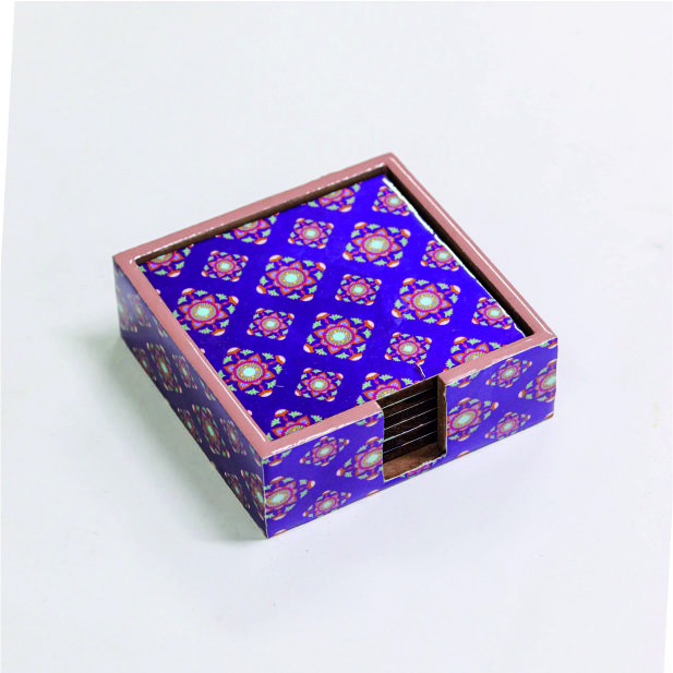 PURPLE STAR WOODEN COASTER