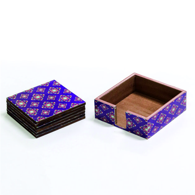 Purple Star Wooden Coaster - Color: Multicolor