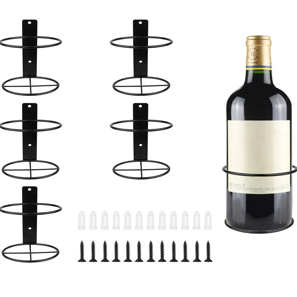 Iron Bottle Holder - Iron Material, Multi-bottle Capacity , Rust-resistant Coating For Indoor And Outdoor Use, Freestanding And Wall-mounted Design