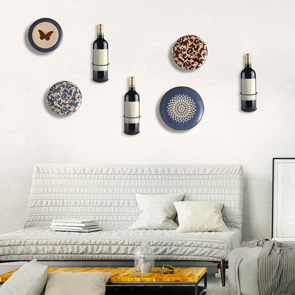 Iron Bottle Holder - Iron Material, Multi-bottle Capacity , Rust-resistant Coating For Indoor And Outdoor Use, Freestanding And Wall-mounted Design