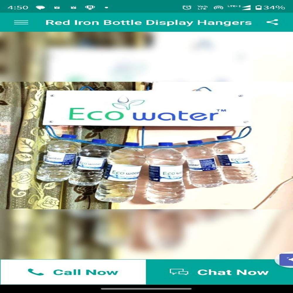 Cold Drink Bottle Hanger - Metal, Variable Dimensions, Blue Color, Lightweight, 6 Bottle Capacity | Space-saving Display Solution