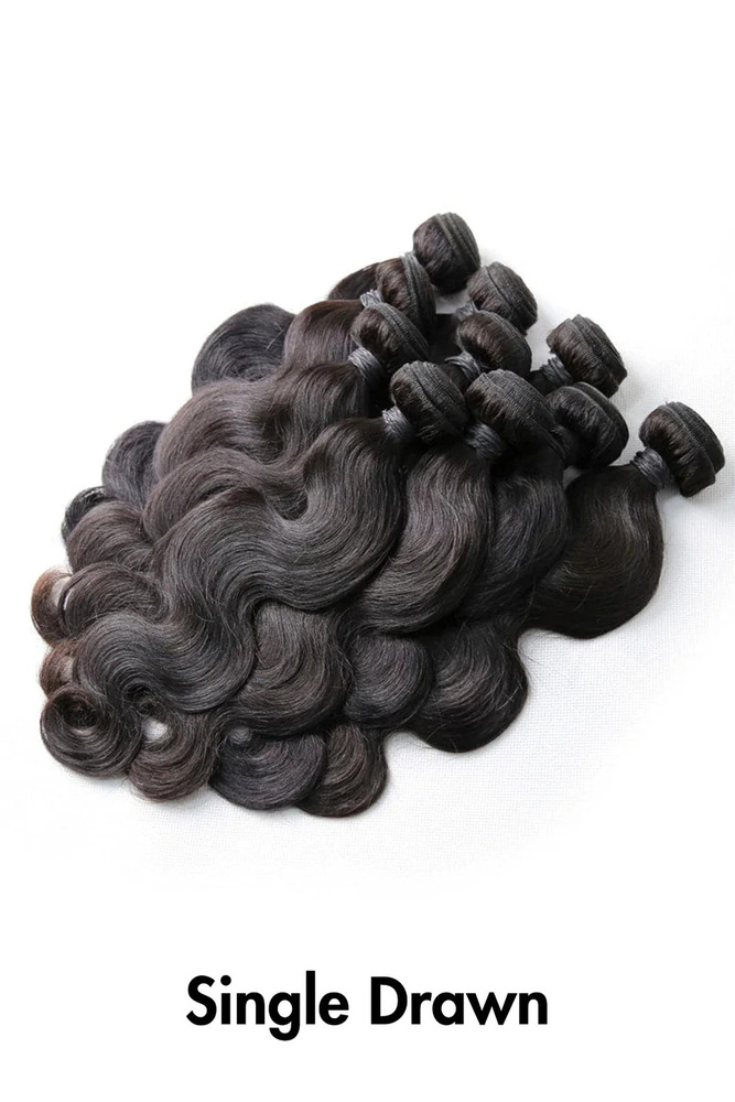 Double Drawn Full End Body Wave Unprocessed Hair Natural Black 3 Bundles
