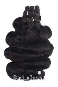 Double Drawn Full End Body Wave Unprocessed Hair Natural Black 3 Bundles