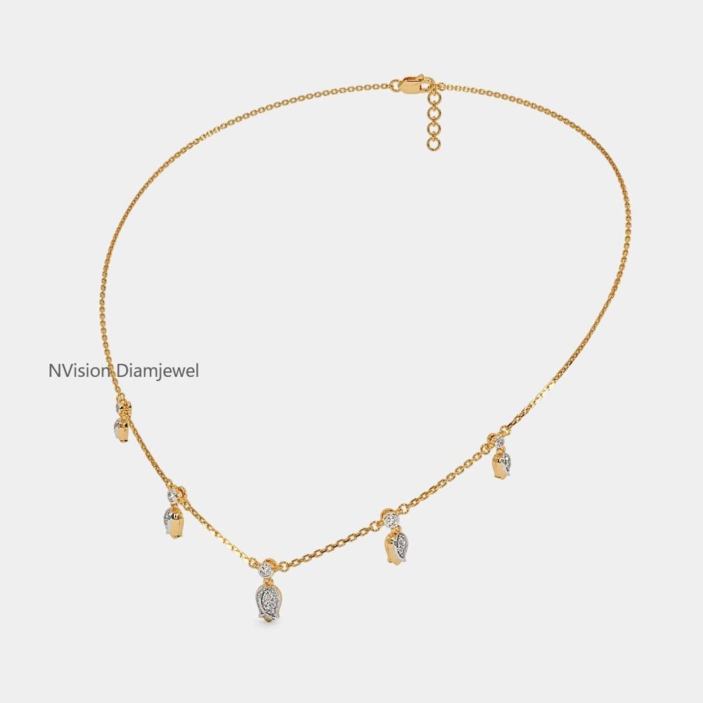 Natural Diamond Lotus Chain Necklace