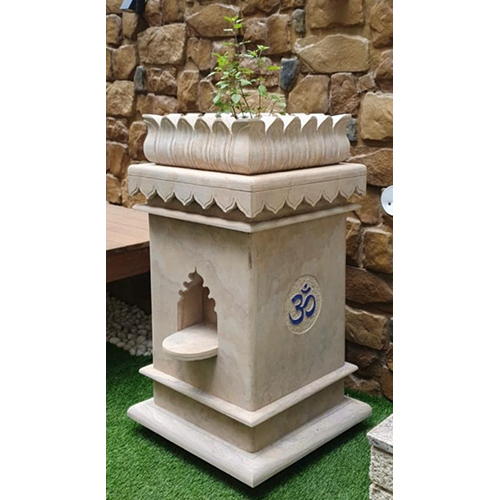 Stone Red Tulsi Pot - Material: Marble