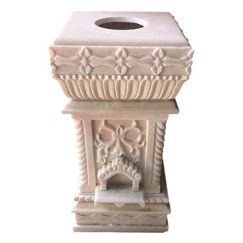 Stone Red Tulsi Pot - Material: Marble