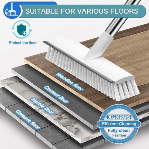 White Tiles Brush - Microfiber & Chenille Mop, 360-degree Swivel Handle, Washable Pads, Multi-surface Floor Cleaning Solution For Home & Office