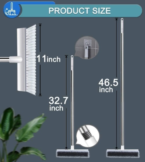 White Tiles Brush - Microfiber & Chenille Mop, 360-degree Swivel Handle, Washable Pads, Multi-surface Floor Cleaning Solution For Home & Office