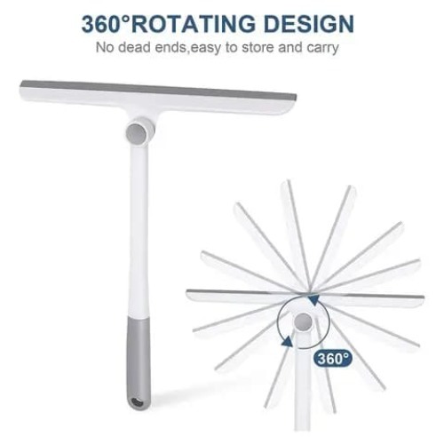 Glass Cleaner Wiper - Pp + Flannel Material | Large Brush Head, Soft Bristles For Dual-sided Cleaning, Detachable Handle, Washable Surface, Space-saving Design