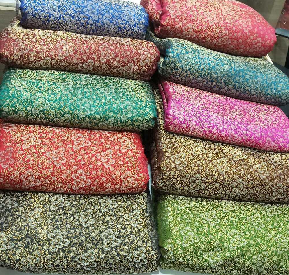 Pink Polyester Brocade Fabrics