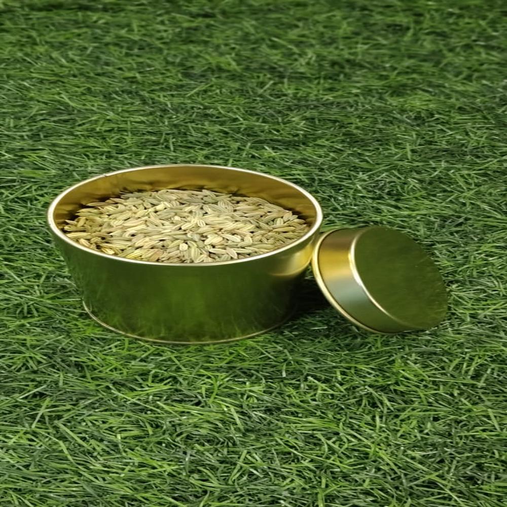 Spice Packaging Tin Container - Metal, Standard Size, Rectangular Shape | Eco-friendly, Golden Color, Food Safety Grade