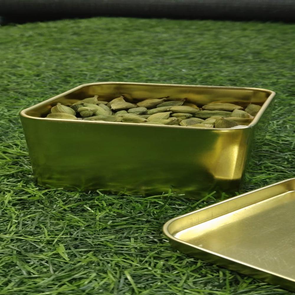 Spice Packaging Tin Container - Color: Golden
