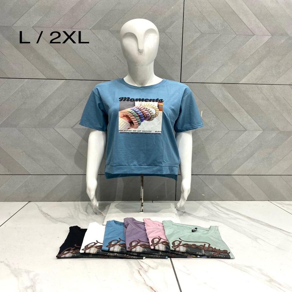 Oversize Down Shoulder Top - Lightweight Cotton Blend, Sizes S-l-xl, Multicolor Printed Design - Off-shoulder Feminine Style For Summer