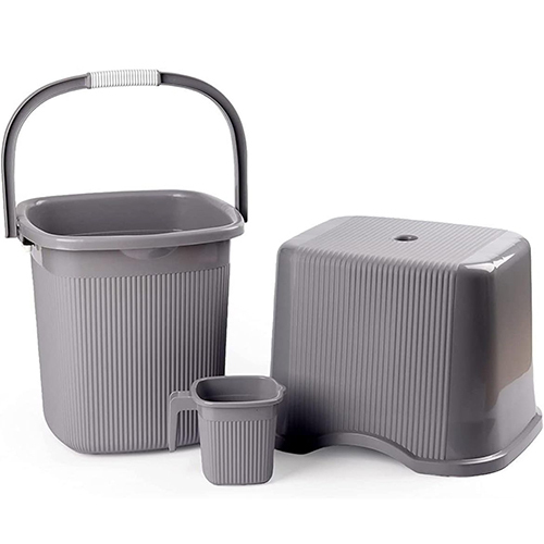 Plastic Water Bucket Set - Color: Grey