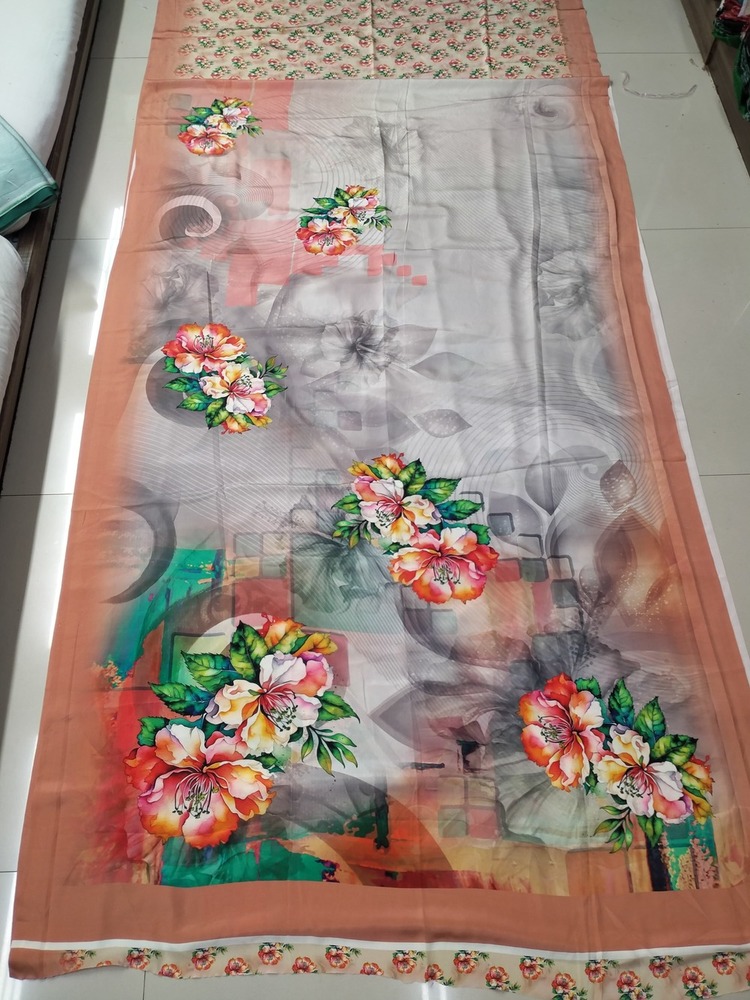 Printed crepe saree