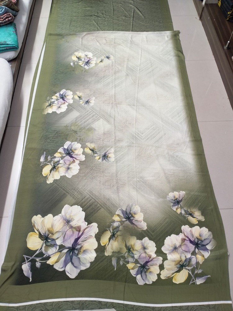 Printed Crepe Saree - Silk Material, Multicolor Design | Modern Printed Pattern, Skin Friendly, Washable, Ideal For Party Wear