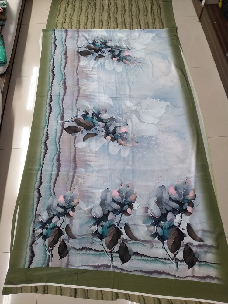 Printed Crepe Saree - Silk Material, Multicolor Design | Modern Printed Pattern, Skin Friendly, Washable, Ideal For Party Wear